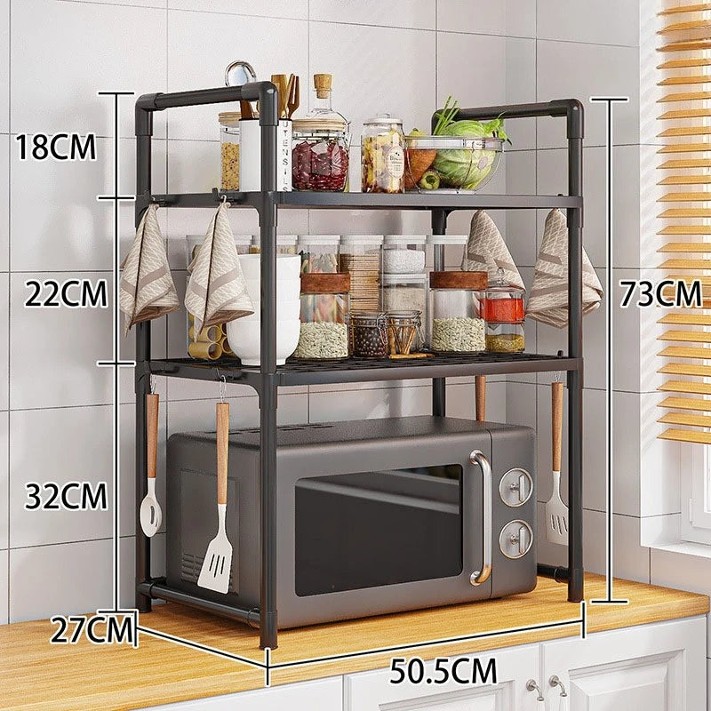 Adjustable Microwave Oven Rack Kitchen Countertop Storage Organizer Shelf