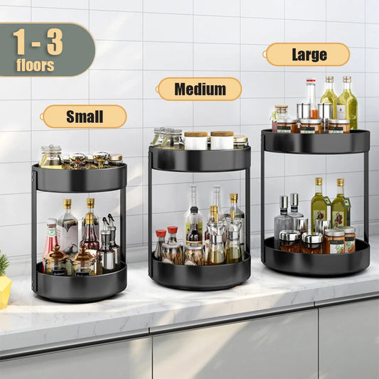 360ยฐ Rotating Spice Rack Organizer | Multi-Purpose Storage Tray