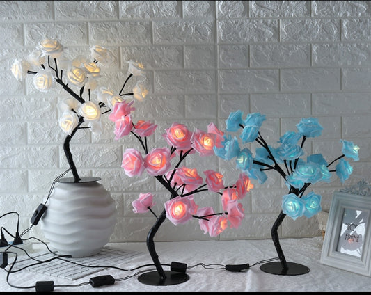 LED Rose Tree Lamp – Romantic Decorative Table Lamp | USB Night Light for Bedroom & Home Décor