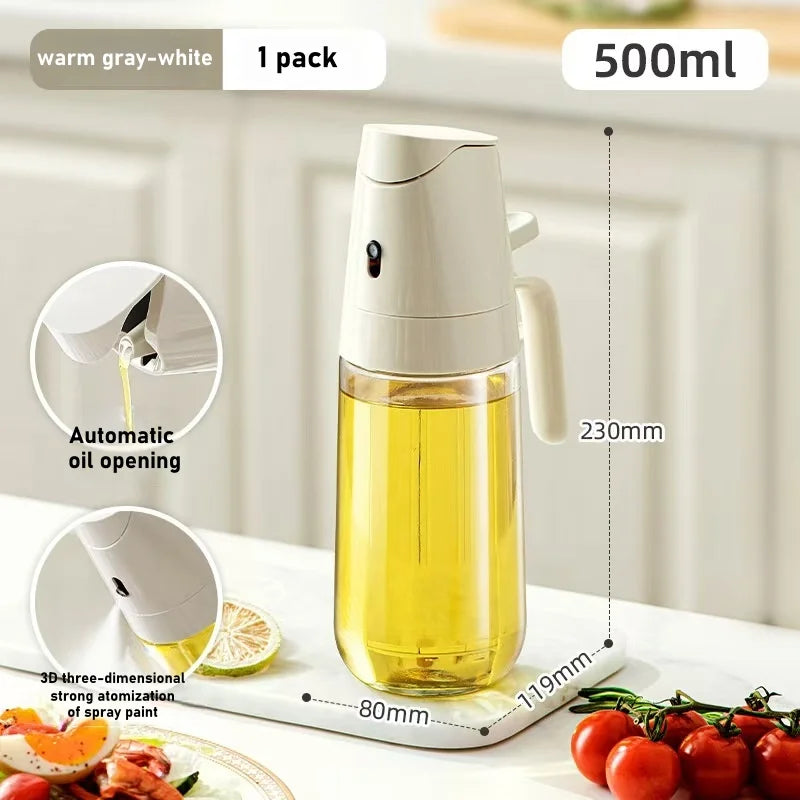 2-in-1 Premium Glass Oil Dispenser – Leak-Proof Spray & Pour Bottle for Healthy Cooking & Air Fryer