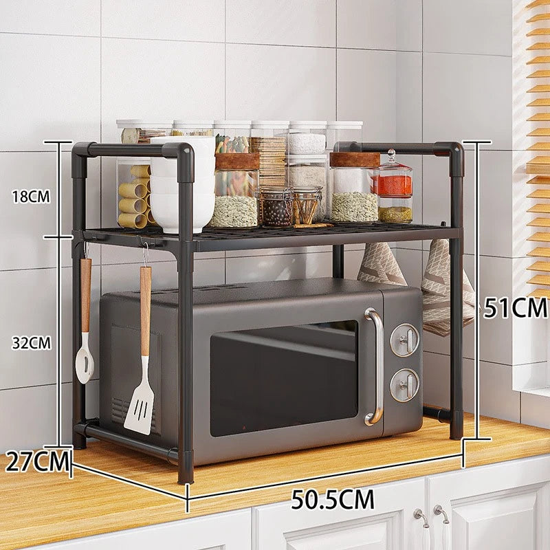 Adjustable Microwave Oven Rack Kitchen Countertop Storage Organizer Shelf