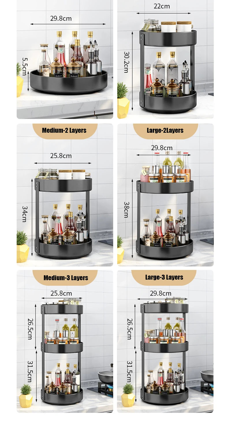360° Rotating Spice Rack Organizer | Multi-Purpose Storage Tray
