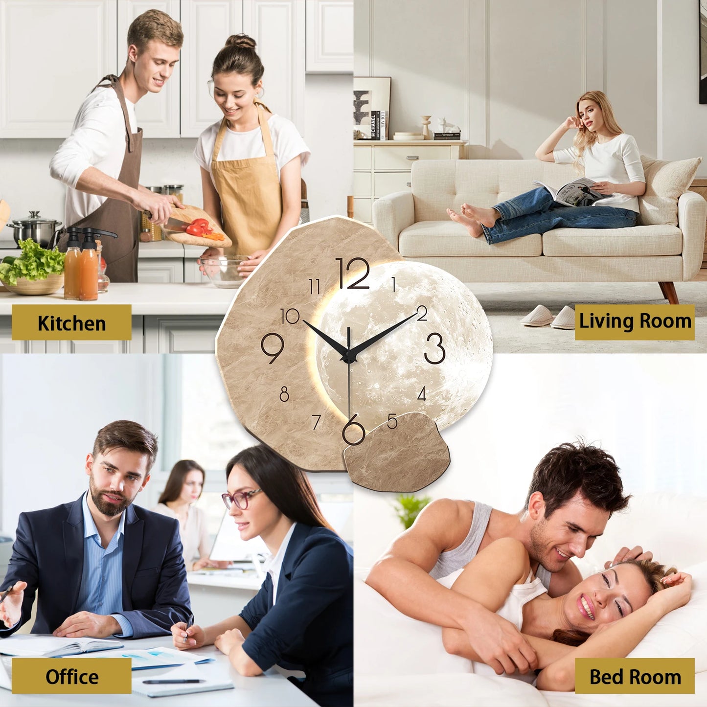 Minimalist Wooden Wall Clock | Silent Quartz Home Decor