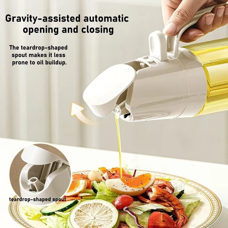 2-in-1 Premium Glass Oil Dispenser – Leak-Proof Spray & Pour Bottle for Healthy Cooking & Air Fryer