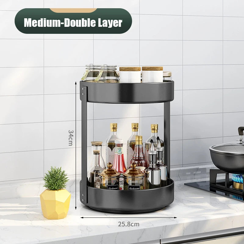 360° Rotating Spice Rack Organizer | Multi-Purpose Storage Tray