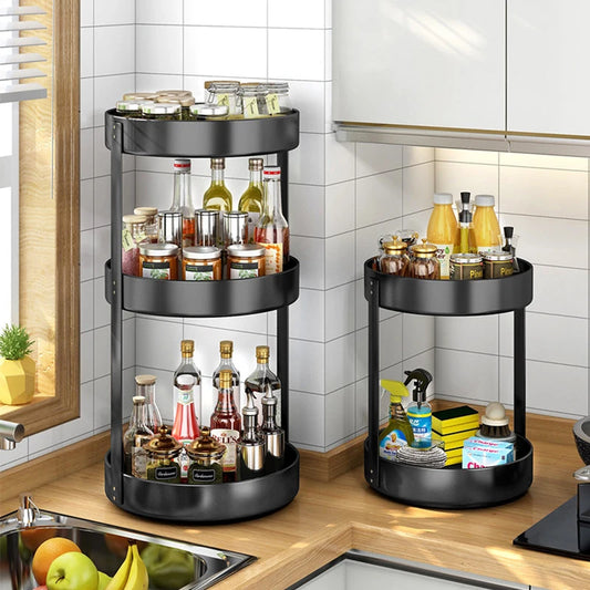 360° Rotating Spice Rack Organizer | Multi-Purpose Storage Tray