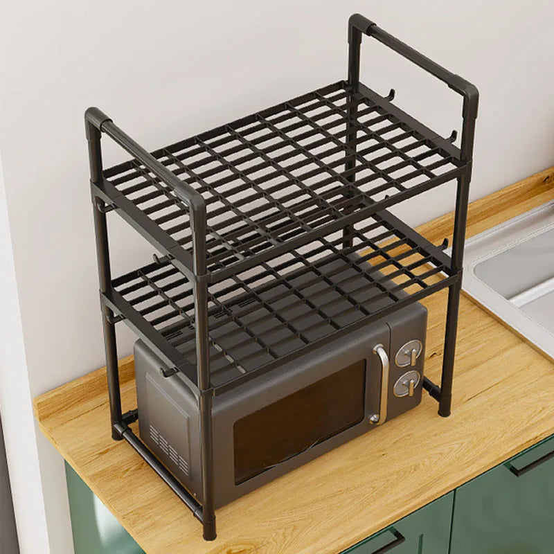 Adjustable Microwave Oven Rack Kitchen Countertop Storage Organizer Shelf