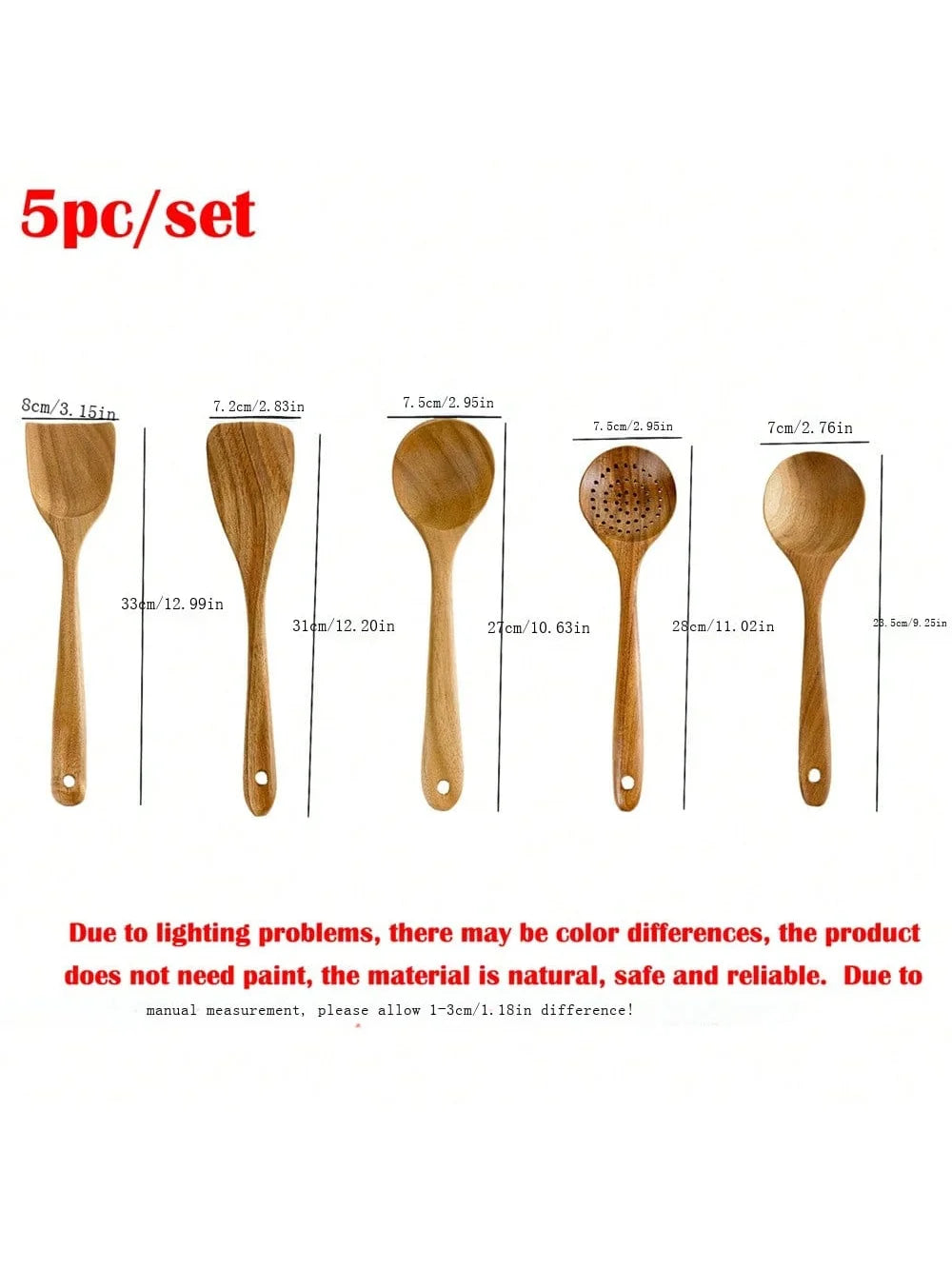 10-Piece Teak Wooden Cooking Utensils Set | Natural Wooden Kitchen Spoons & Spatulas