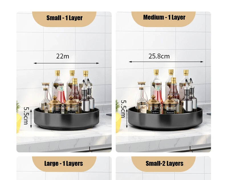 360° Rotating Spice Rack Organizer | Multi-Purpose Storage Tray