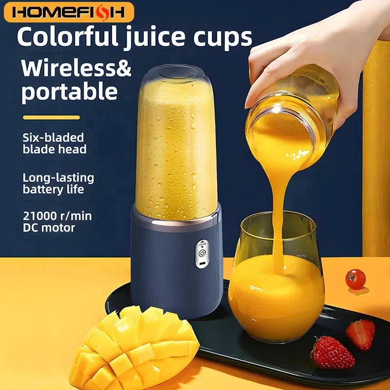 Portable Blender Bottle | USB Rechargeable 6-Blade Smoothie Maker
