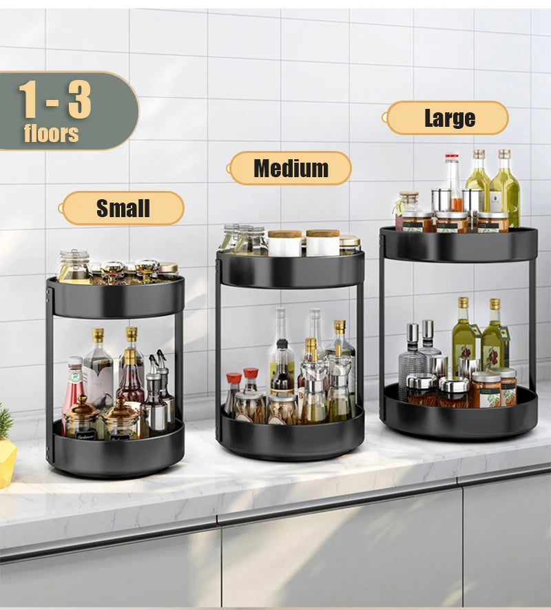360° Rotating Spice Rack Organizer | Multi-Purpose Storage Tray