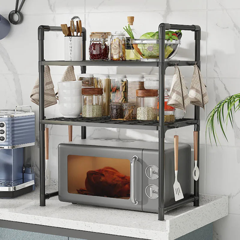 Adjustable Microwave Oven Rack Kitchen Countertop Storage Organizer Shelf