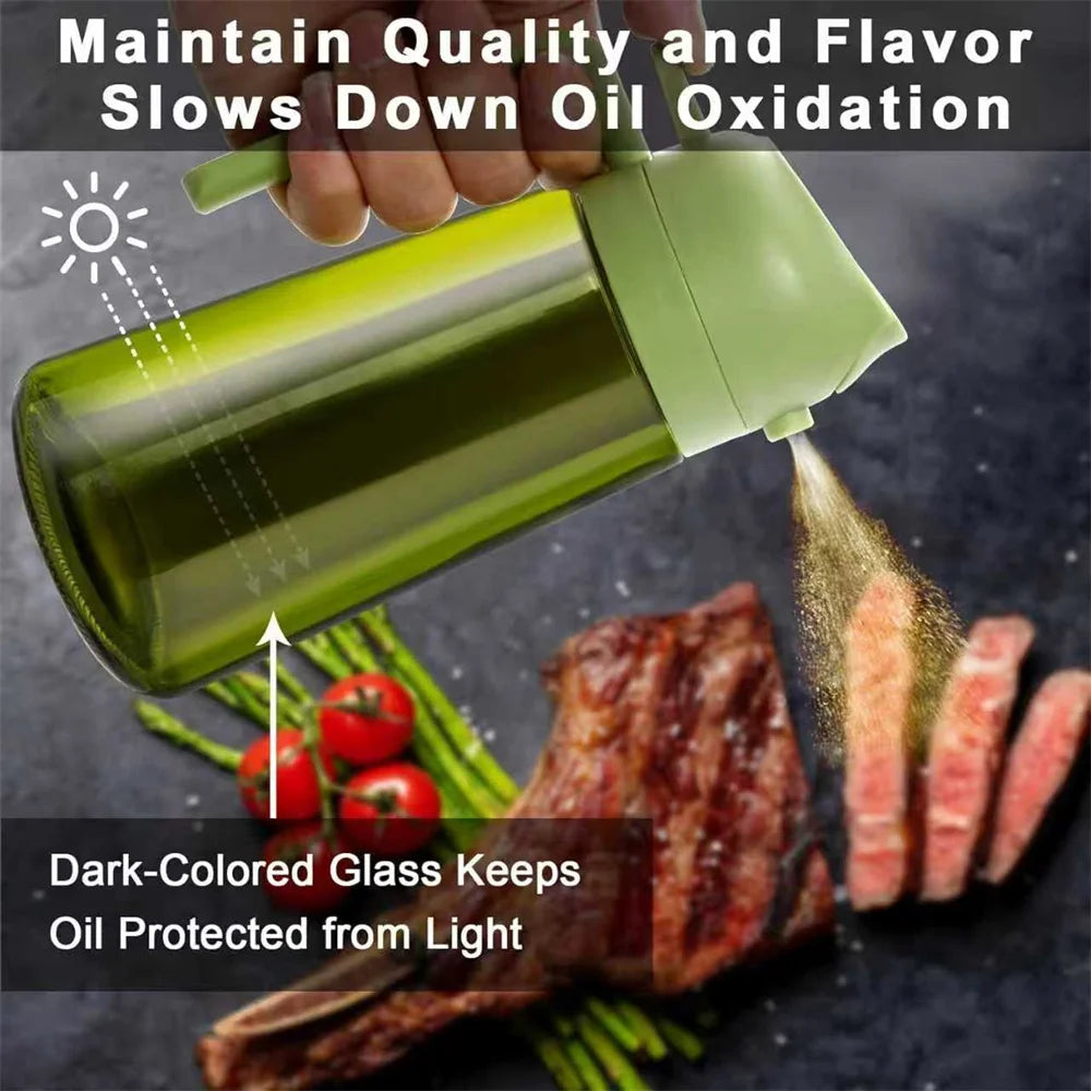 2-in-1 Olive Oil Sprayer & Dispenser | 470ml Glass Oil Bottle