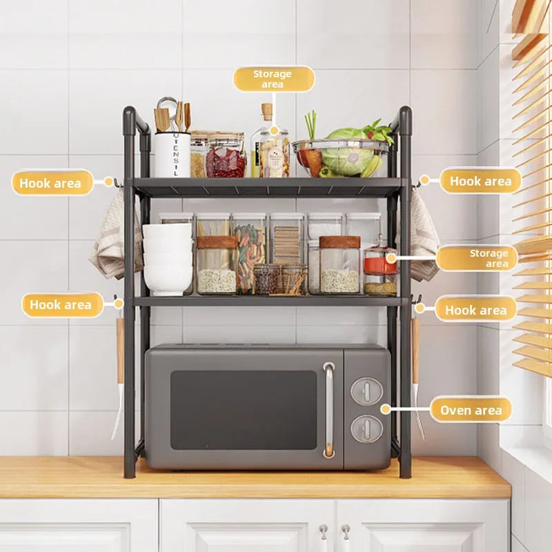 Adjustable Microwave Oven Rack Kitchen Countertop Storage Organizer Shelf