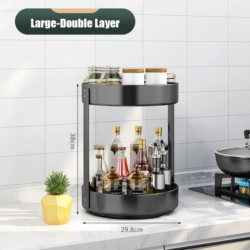 360° Rotating Spice Rack Organizer | Multi-Purpose Storage Tray