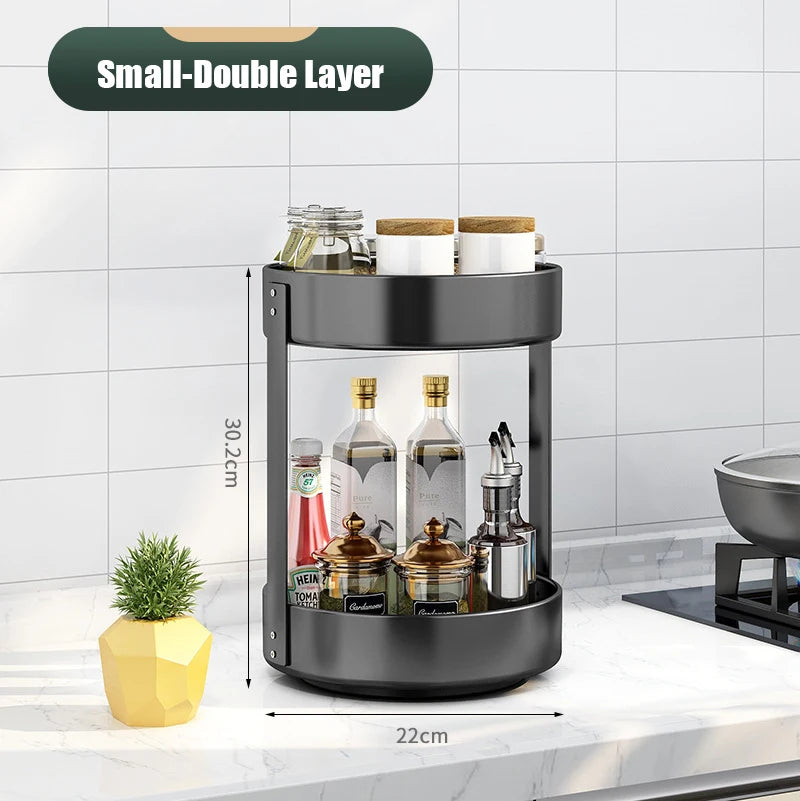 360° Rotating Spice Rack Organizer | Multi-Purpose Storage Tray
