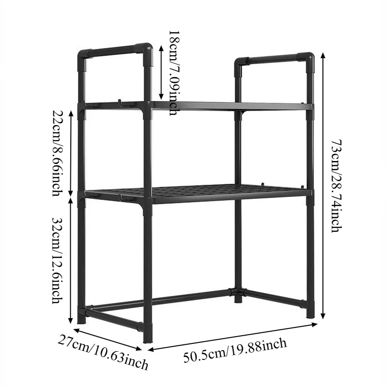 Adjustable Microwave Oven Rack Kitchen Countertop Storage Organizer Shelf