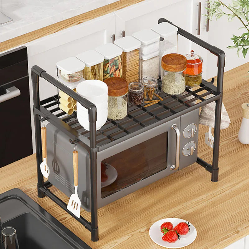 Adjustable Microwave Oven Rack Kitchen Countertop Storage Organizer Shelf