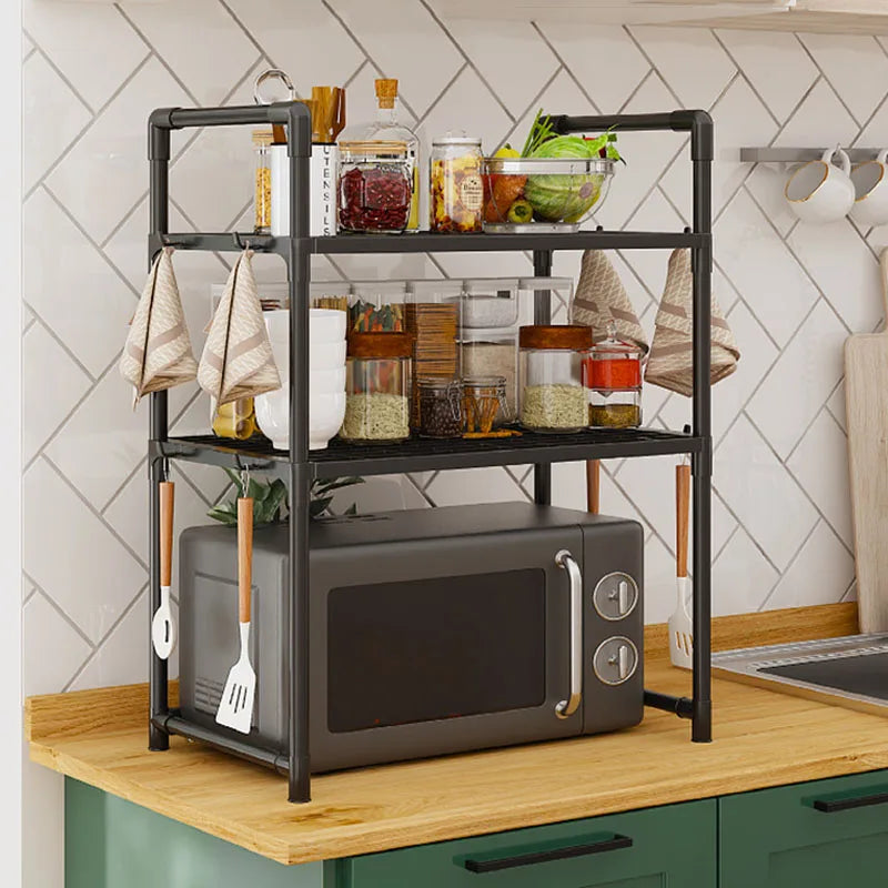 Adjustable Microwave Oven Rack Kitchen Countertop Storage Organizer Shelf