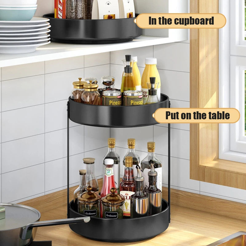 360° Rotating Spice Rack Organizer | Multi-Purpose Storage Tray