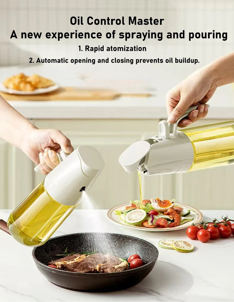 2-in-1 Premium Glass Oil Dispenser – Leak-Proof Spray & Pour Bottle for Healthy Cooking & Air Fryer