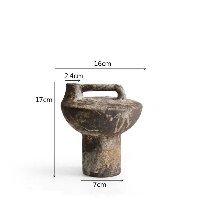 Wabi-Sabi Vintage Ceramic Vase – Coarse Pottery Zen Flower Vase for Modern Home Decor
